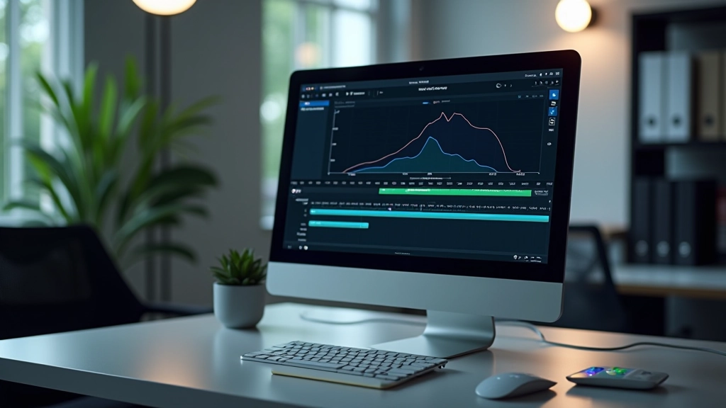 Schermo di computer che mostra timeline di animazione con curve di easing e punti di controllo, ambiente studio moderno